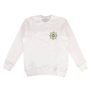NEW CASABLANCA men's laurel logo emrodered sweatshirt in white